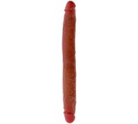 Double gode réaliste en silicone - 35 cm x 3,5 cm ø - avec prépuce mobile