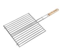 Double Grille Rectangulaire - Chrome Et Bois - 36 X 34 Cm