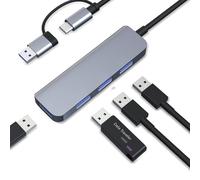 Double hub USB-C et USB-A avec 1 port USB3.0 et 3 ports USB2.0