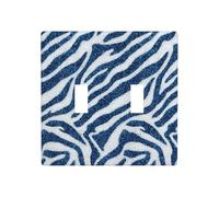 Double interrupteur à bascule bleu pailleté motif zèbre à bascule, plaque murale, décoration d'interrupteur, taille standard - 11,4 x 11,4 cm