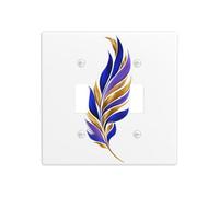 Double interrupteur à bascule en forme de plume dorée bleu roi violet - 11,4 x 11,4 cm