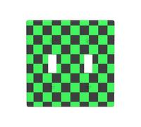Double interrupteur à bascule vert et noir motif échiquier - 11,4 x 11,4 cm