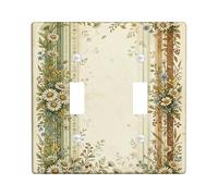 Double interrupteur de salle de bain en forme de chrysanthème vintage rustique en plastique crème taille standard pour maison, salon, chambre à coucher, appartement