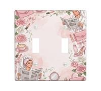 Double interrupteur de salle de bain rose - Élégant café rouge à lèvres - En plastique - Taille standard - Pour nouvel appartement, maison, chambre à coucher, bureau