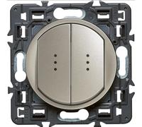 Legrand Double interrupteur Céliane Soft 99515 – 10 A – Voyant lumineux – Titane