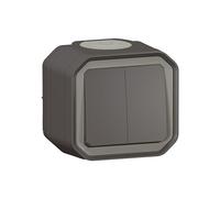 Double Interrupteur ou va et vient 3 fonctions LEGRAND étanche Plexo Anthracite 10A 250~ IP55 IK08 livré complet pour saillie