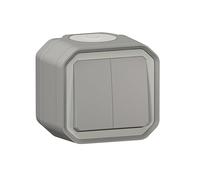 Double Interrupteur ou va et vient 3 fonctions LEGRAND étanche Plexo Gris 10A 250~ IP55 IK08 livré complet pour saillie