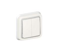 Legrand 069855 Double Interrupteur ou va-et-vient Étanche Plexo, Complet Encastré, 10AX, 250V, Blanc