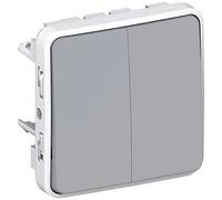 Double interrupteur ou va-et-vient PLEXO composable IP55 10AX 250V - gris