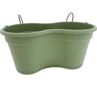 Double jardinière de balcon, jardinière suspendue, jardinière complète de balustrade - vert ancien - 37 x 20 x 17 cm - 2 pièces