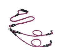 Double laisse pour 2/3 chiens - Pivots anti-torsion, réglable et rétractable, poignée rembourrée pour chiens de petite et moyenne taille (violet, 3 têtes)