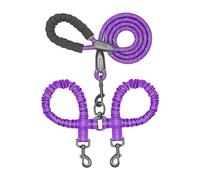 Double laisse pour 2 chiens - Laisse rétractable multifonctionnelle, idéale pour les chiens de taille moyenne et grande (violet)
