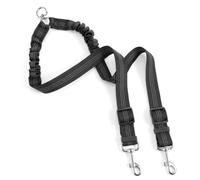 Double laisse pour deux chiens, 2 en 1 sans enchevêtrement, coupleur pivotant à 360° avec élastique absorbant les chocs, longueur réglable, double face, réfléchissant, pour la marche, la course