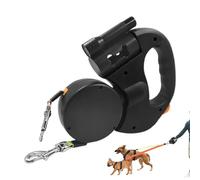 Double laisse pour deux chiens - Poignée rembourrée ergonomique - Outil pliable antidérapant - Promenades en plein air, camping, randonnée, terrain pour chiens