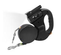 Double laisse pour deux chiens, serrure solide, 20 x 16,5 x 4 cm, double L-eash chiens, sangle pivotante robuste avec lumière LED, confortable, pour le camping, l'extérieur, la marche, la plage, la
