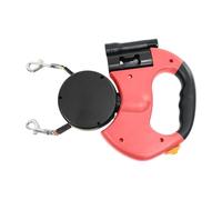 Double Laisse Rétractable - ABS Nylon 20x19x4 Cm | Cordon Binôme Pivotant À 360° avec Lampe LED | Accessoire De Promenade Et Randonnée pour Chiens en Parc Ou Extérieur