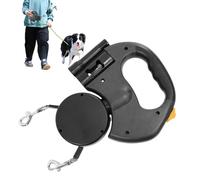 Double Laisse Rétractable - ABS Nylon 20x19x4 Cm | Cordon Binôme Pivotant À 360° avec Lampe LED | Accessoire De Promenade Et Randonnée pour Chiens en Parc Ou Extérieur