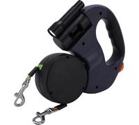 Double laisse rétractable automatique pour chiens, lumière LED intégrée, poignée confortable, pour chiens de taille moyenne et petite, bleu