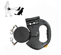 Double laisse rétractable illuminée pour 2 chiens - Double laisse robuste sans enchevêtrement avec lumière LED, pivote à 360° et frein à verrouillage rapide, poignée ergonomique pour chiens de petite
