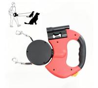 Double laisse rétractable illuminée pour 2 chiens - Double laisse robuste sans enchevêtrement avec lumière LED, pivote à 360° et frein à verrouillage rapide, poignée ergonomique pour chiens de petite