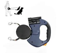 Double laisse rétractable illuminée pour 2 chiens - Laisse double résistante sans enchevêtrement avec lumière LED, pivot à 360° et frein à verrouillage rapide, poignée ergonomique pour chiens de