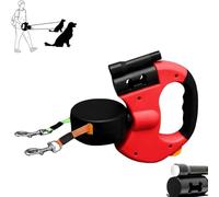 Double laisse rétractable illuminée pour deux chiens, sangle pivotante anti-enchevêtrement à 360° et sangle rétractable de 3 m, avec poignée ergonomique confortable pour animaux de compagnie de petite