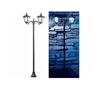 : Double lampadaire de jardin solaire à LED détecteurs