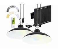 Double lampe solaire télécommandée à suspendre, LED blanc chaud / blanc neutre
