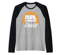 Double langue Crew Teacher Groovy Retro Team Dual Language Manche Raglan