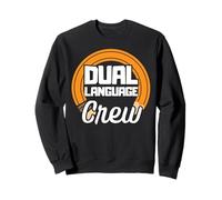 Double langue Crew Teacher Groovy Retro Team Dual Language Sweatshirt