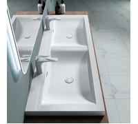Double lavabo à encastrer - DOPORRO - Colossum03 - Solid Surface - 144x48x12 cm - Blanc