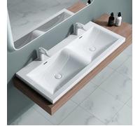 Double lavabo vasque 120cm à encastrer lave main doporro Colossum03 fonte minerale solid surface 120x48x12cm