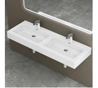 Double lavabo vasque à poser blanc brillant lave main doporro Colossum830 140x48x13cm avec trop-plein
