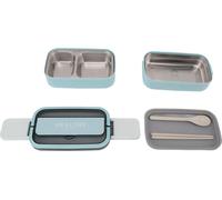 Double Layer Bento Box 316 Stainless Steel Portable Lunch Box with Cutlery for Work School Office 1400ml Sky Blue