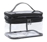 Double Layer Clear Cosmetic Bag, Large Transparent Travel Toiletry Bag, Waterproof Zipper Makeup Organizer, Portable Handle, Brushes, Beauty Tools, Liquid Bottle