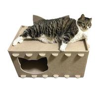 Double Layer Felt Cat House with Scratching Board - Multi-Level Cat Nest and Scratcher Bed, Durable Non-Shedding Felt Çat Cave for Sleeping, Playing and Claw Sharpening