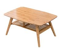 Double-Layer Foldable Coffee Table Low Table Simple and Modern Home Living Room Bay Window Wooden Rectangular Low Table Brown 100cm (Natural 100cm)