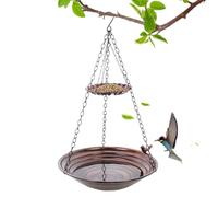 Double Layer Hanging Bird Bath Outdoor Water Tray, Rust Resistant Garden Fe