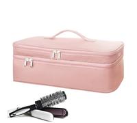 Double-Layer Travel Carrying Case -40 x 15 x 14 cm Rangement Organisateur Bag For Hair Brush Double-Layer,Curling Iron And Hot Tools, Large Capacity With Heat-Resistant Pad, Easy To Carry And Store,