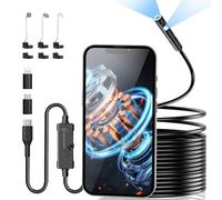 [Double-Lentille]Camera Endoscopique avec Lampe,1920P HD Endoscope 8 LED Réglables, Camera Inspection Canalisation pour Smartphones Android et iOS,Câble USB Semi-Rigide 5M Nettoyage des Canalisations
