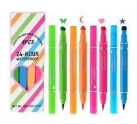 Double Liquid Eye Liner - Lot de 4 eye-liner imperméables et avec tampon pour un maquillage précis des yeux pour femmes et filles