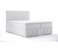 Double Luxe Gris Boxspring Lit Design Lit Tapissé Chambre à coucher Textile