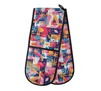 Double manique de cuisine rose flamant rose étanche, résistant à la chaleur, pour manipuler des casseroles chaudes, griller, cuisiner, pâtisserie