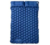 Double matelas auto-gonflant avec coussin bleu marine, 195 x 130 x 8,5 cm, ultra léger et imperméable, compact, pliable pour camping, extérieur, trekking et festival