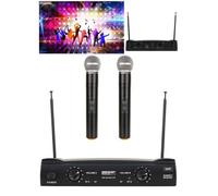 Double Micro Main Sans Fil - Power Acoustics - WM 4400 MH UHF GR8 - UHF 640-647.30 MHz - 2 Canaux - Noir