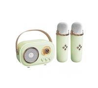 (Double Microphone,Green)Portable Karaoke Singing Speaker Bluetooth-Compatible Karaoke Machine for Friend Family Party