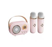 (Double Microphone,Pink)Portable Karaoke Singing Speaker Bluetooth-Compatible Karaoke Machine for Friend Family Party