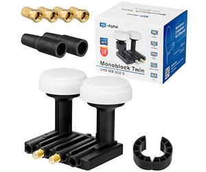 Double Monobloc LNB 0,1dB Double LNC HB NUMÉRIQUE SET 2 abonné Directement 2 Assis Astra 19,2° Hotbird 13° FULL HD TV 3D Ultra HD 4 K + 2 x Manchon en caoutchouc + 4 x fiche-F plaqué or GRATUIT pour ce faire