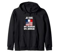 Double Nationalité - 50 Américain 50 Français France USA Sweat à Capuche