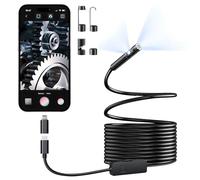 [Double objectif] Caméra endoscopique avec lumière, 1920p HD endoscope avec 8 + 1 lumières LED réglables, IP67 étanche, caméra d'inspection semi-rigide avec cordon serpent pour iPhone, iPad et Android